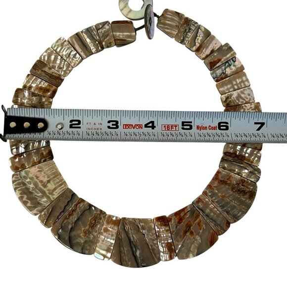 Handmade Mother of Pearl and Abalone Shell Collar Choker Necklace Iridescent - Picture 12 of 13
